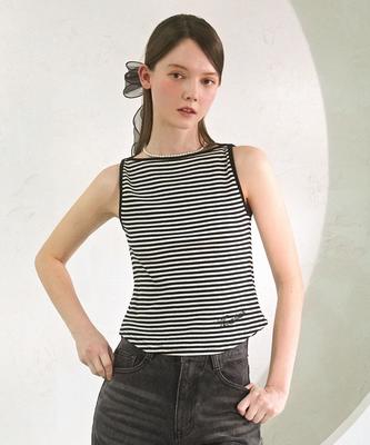 VIVACIOUS Sus Boatneck Stripe Sleeveless Black