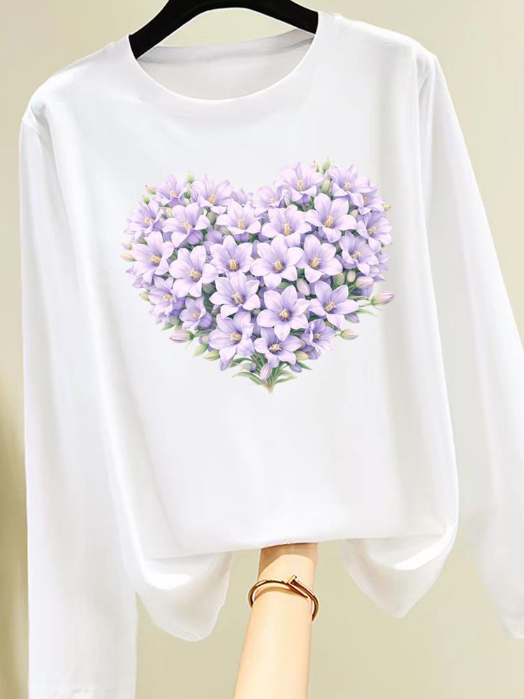 (Asian Size) letter love trend Clothing Women Graphic Tee o-neck Print T Shirt Casual autumn winter spring Fashion Top Long Sleeve T-shirts