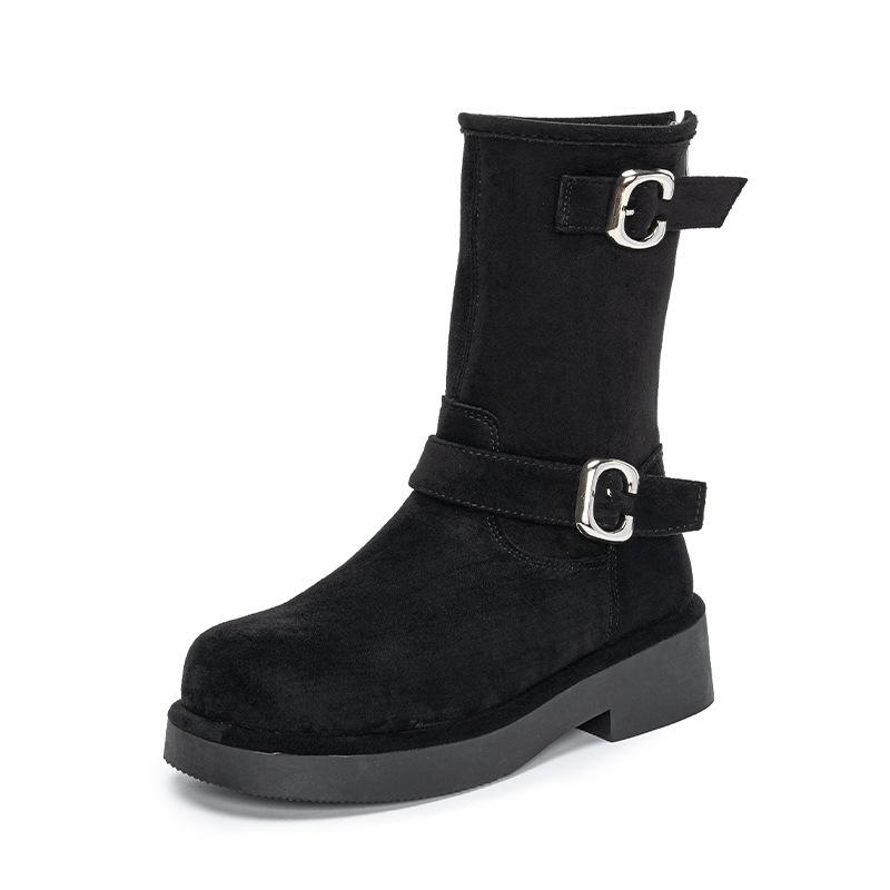 

Новая ретро-пряжка для локомотива, ботинки-полусапожки средней длины на толстой подошве, увеличивающие рост, для женщин на осень и зиму 40