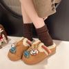 Fashion Women's Christmas Closed-toe Slippers Winter Cute Warm Home Cotton Slippers Fashionable Soft Non-slip Outdoor Flat Shoes Cartoon