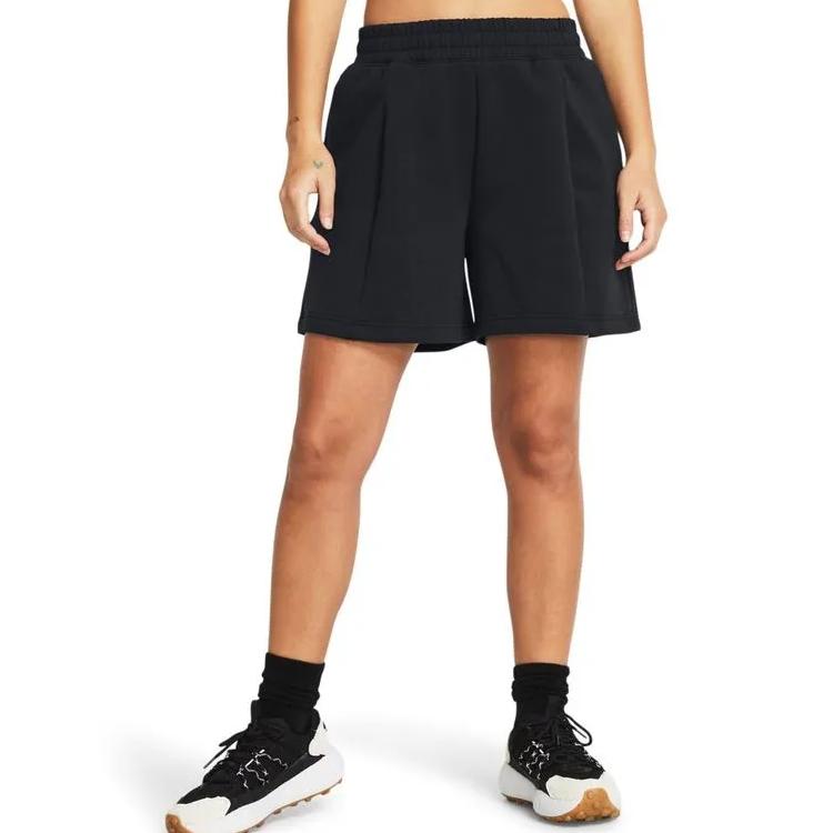 Under Armour Unstoppable Solid Fleece Pleated Training Shorts Women Bottoms Black 1382764-001