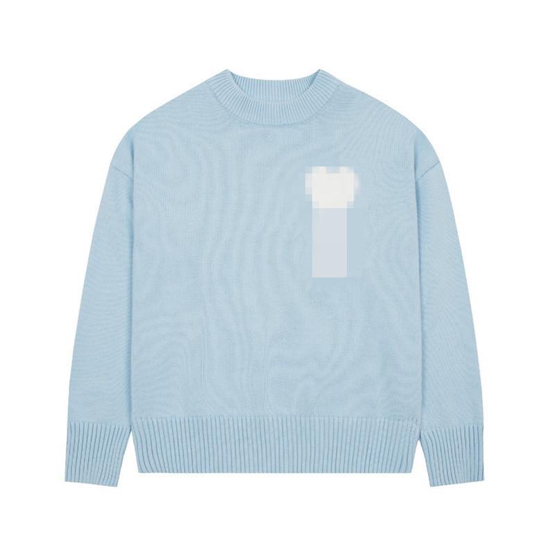Solid Color Heart Jacquard Knit Sweater - Casual Loose-Fit Korean Style, Long Sleeve, Round Neck, Unisex. S