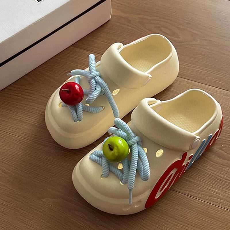 

Cartoon platform hole shoes summer fashion outerwear doll muffin bottom heightening beach sandals girls bag head slippers 39-40