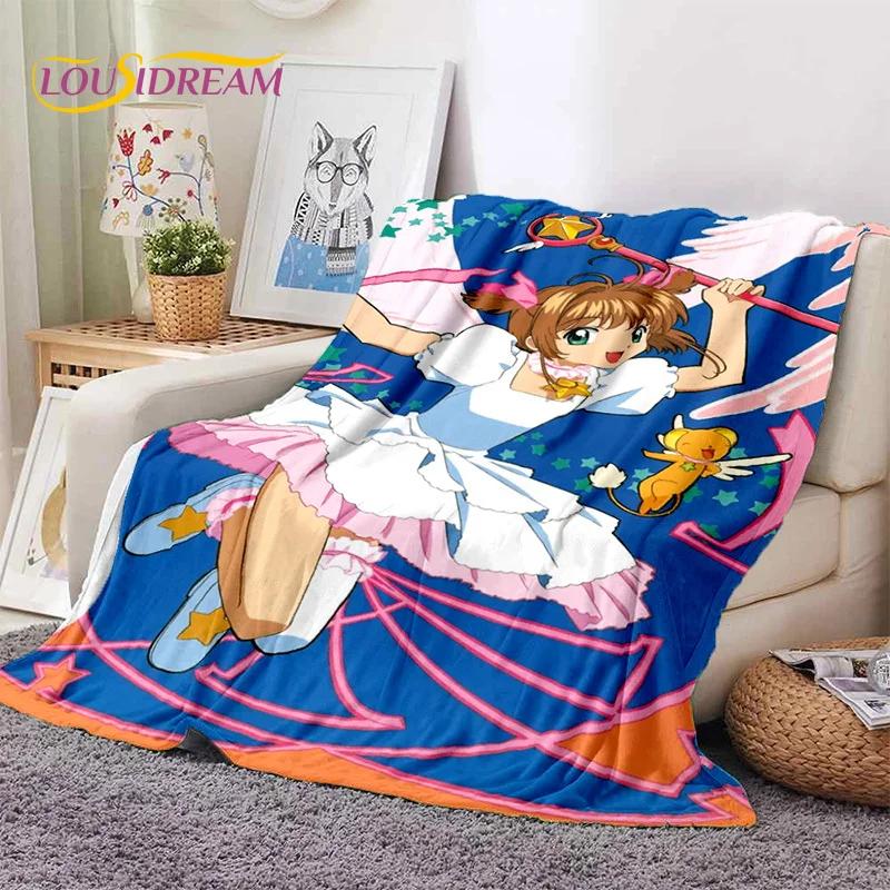 Cartoon Cute Sakura Card Captor Girl Soft Blankets,Keep Warm Throw Blanket Comfortable Blanket for Picnic Beds Sofa Home Bedroom