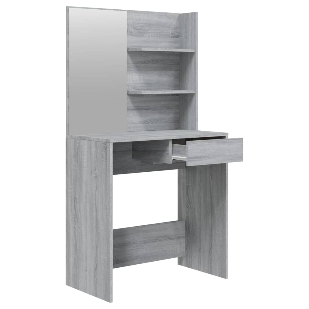 Schminktisch im Schlafzimmer mit Spiegel, Stauraum, 1 Schublade, 3 Ebenen Regale zur Aufbewahrung und Präsentation, 74,5x40x141 cm