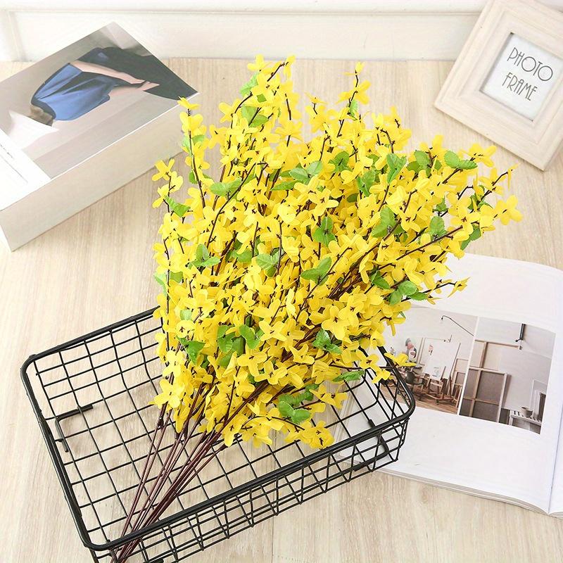 10pcs Artificial Flowers, Long Stem Yellow Winter Jasmine, Flowers Picks for Home Wedding Valentine's Day, Birthday, Mother's Day Decor