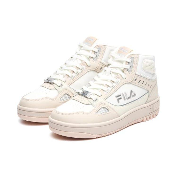 FILA Comfortable Daily Shock Absorbing Durable Mid-Top Retro Basketball Shoes Women sneaker Pink White F12W141211FST