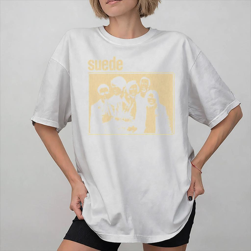 T-shirt Moda Suede band rock per Unisex Cotone Puro Maglietta Manica Corta Top