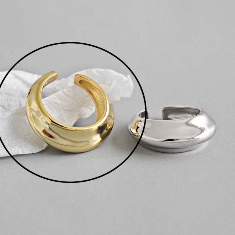925 Silver Rings For Women Hollow Out Gold Color Temperament Personality Fashion Female Trendy Resizable Opening Rings