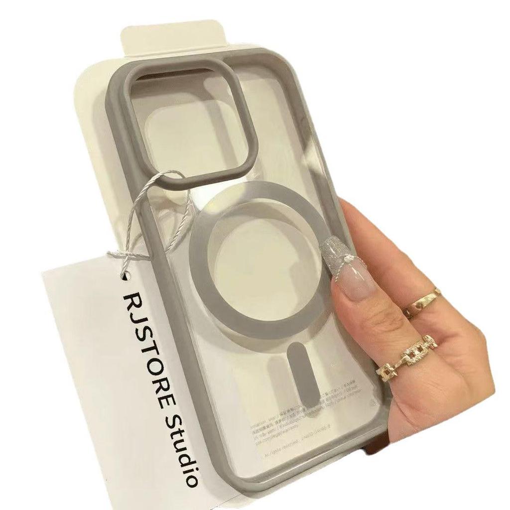 Compatible with iPhone 14 Pro, This MagSafe Magnetic Hard Shell Case Offers Transparent Wireless Charging and Protection for Your Apple Device.