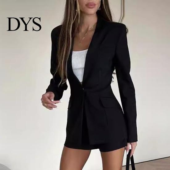 Slim Fit Suit Coat Women Lapel Long Sleeve Single Button Jacket Classic Solid Color Flap Pockets Urban Style Casual Business Outwear