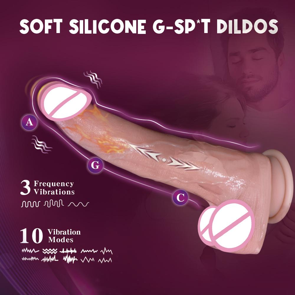 Realistic Vibrating Silicone Dildo for Women - Retractable, Wiggling Adult Sex Toy