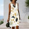 Women Plus Size Sleeveless Notched V Neck Abstract Geometric Print Tank Dress