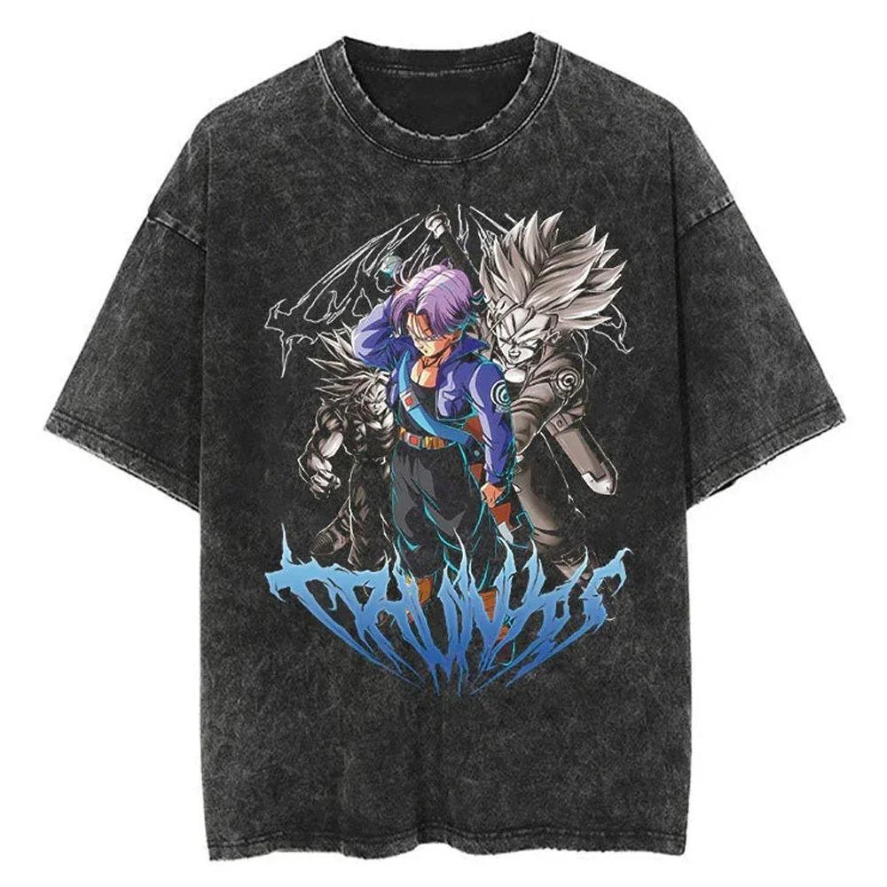 Hot-blooded Anime Dragon Ball Vegeta IV GYM Graphic Print T-Shirt Men Women Vintage Washed Cotton Summer New Tee Streetwear Y2K Fashion Oversized Top
