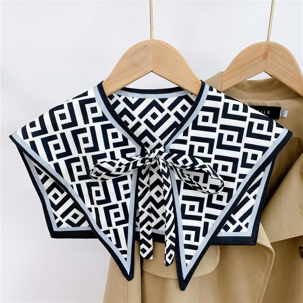 Silk Draped Women's Shoulder Scarf Shawl Collar with Neck Protection & Decorative Knotting