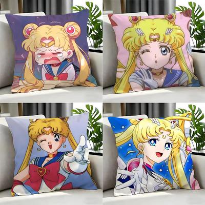 Anime Sailor Moon Povlak na polštář Sada povlaků na polštáře 4 ks 50x50 45x45 40x40 Povlak na polštář Dekorativní Pohovka Domácí dekor