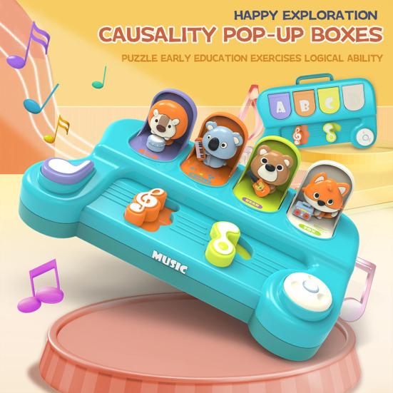 

Popping Animal Box Развивающая игрушка Peekaboo Животное Музыкальный мотор Кнопка Коробка Прекрасная доска для развития навыков игры для малышей