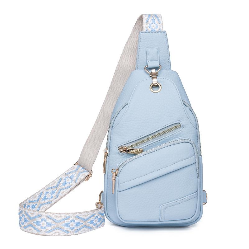 

Нагрудная сумка из искусственной кожи, женская поясная сумка, однотонная сумка через плечо, спортивная сумка на открытом воздухе светло-синий