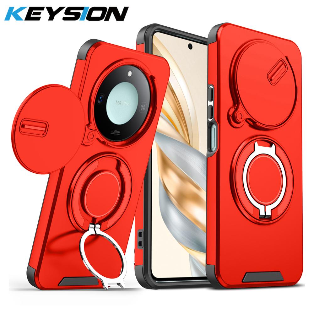 KEYSION 360° Ringständer Handyhülle für Honor X9c 5G X9c Smart Slide Kameraschutz Magnetische stoßfeste Abdeckung für Magic 7 Lite