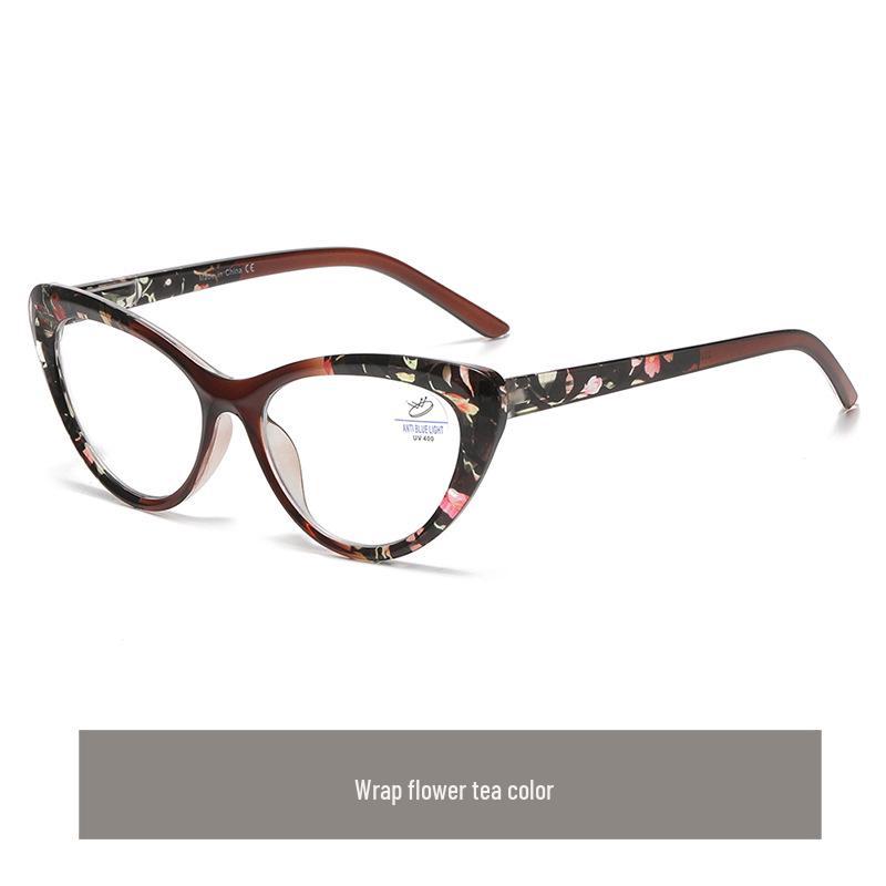 New Fashion Women's Anti-Blue Light Reading Glasses with Bag – European & American Style, Floral Design, Anti-Presbyopia.