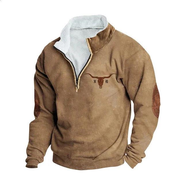Spring And Autumn New Men'S Long Sleeve Half Zipper Printed Casual Fashion Trend Jacket