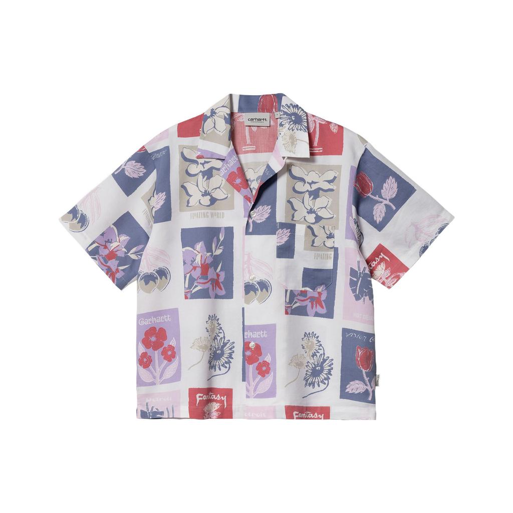Carhartt WIP Womens S/S Verdanta Shirt White Floral Print Cuban Collar Shirt Women shirts I030049-0RZ-4G