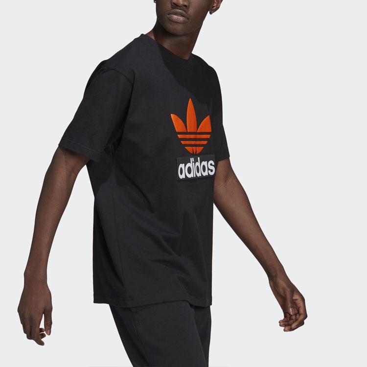 Adidas Originals Trojlístek Logo Suchý zip Tričko s kulatým výstřihem a krátkým rukávem Pánské topy Černá H09347