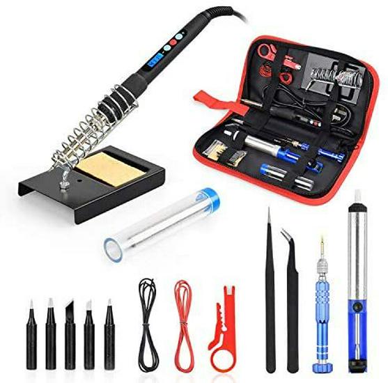 60W Adjustable Temperature LCD Soldering Iron - Fast Heating Ceramic for Circuit Board Repair