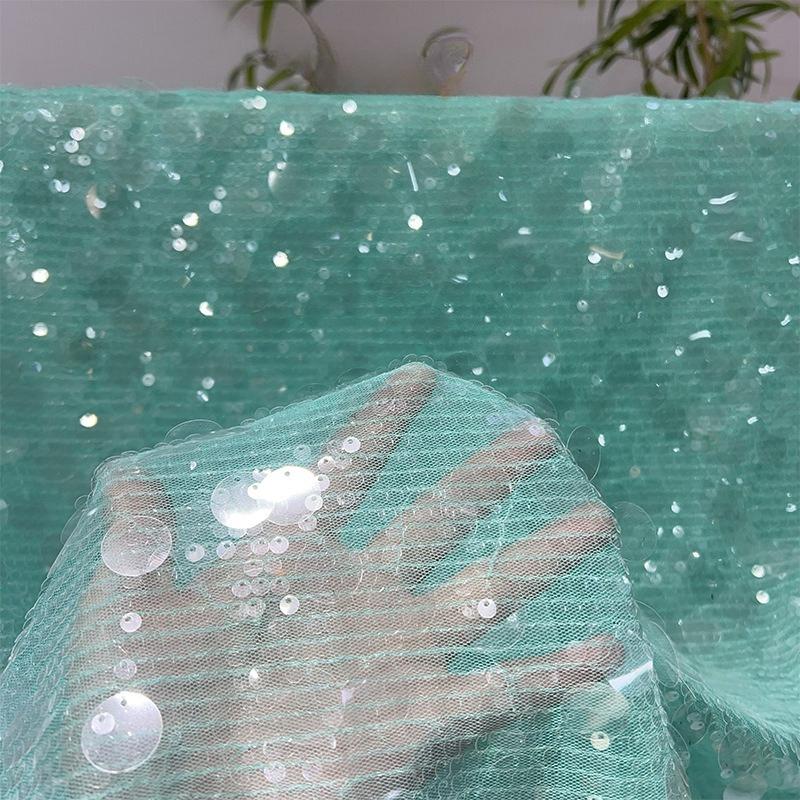 1/3yards Elastic Mesh Striped Sequin Embroidered Lace Fabric Bridal Wedding Dress Material Costume Decor Trim Shinny Material