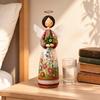 Hand-carved Decoration Vintage Floral Figurine Ornament, Hand Carved Flower Angel Statue, Decorative Figure with Wings Home Table for Living