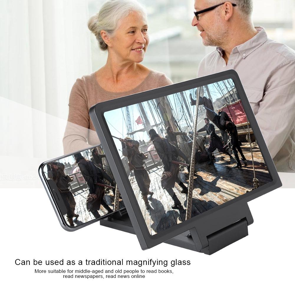 Mobile Phone Screen Magnifier Video HD Magnifier Bracket Enlarge Screen With Speaker (Black)