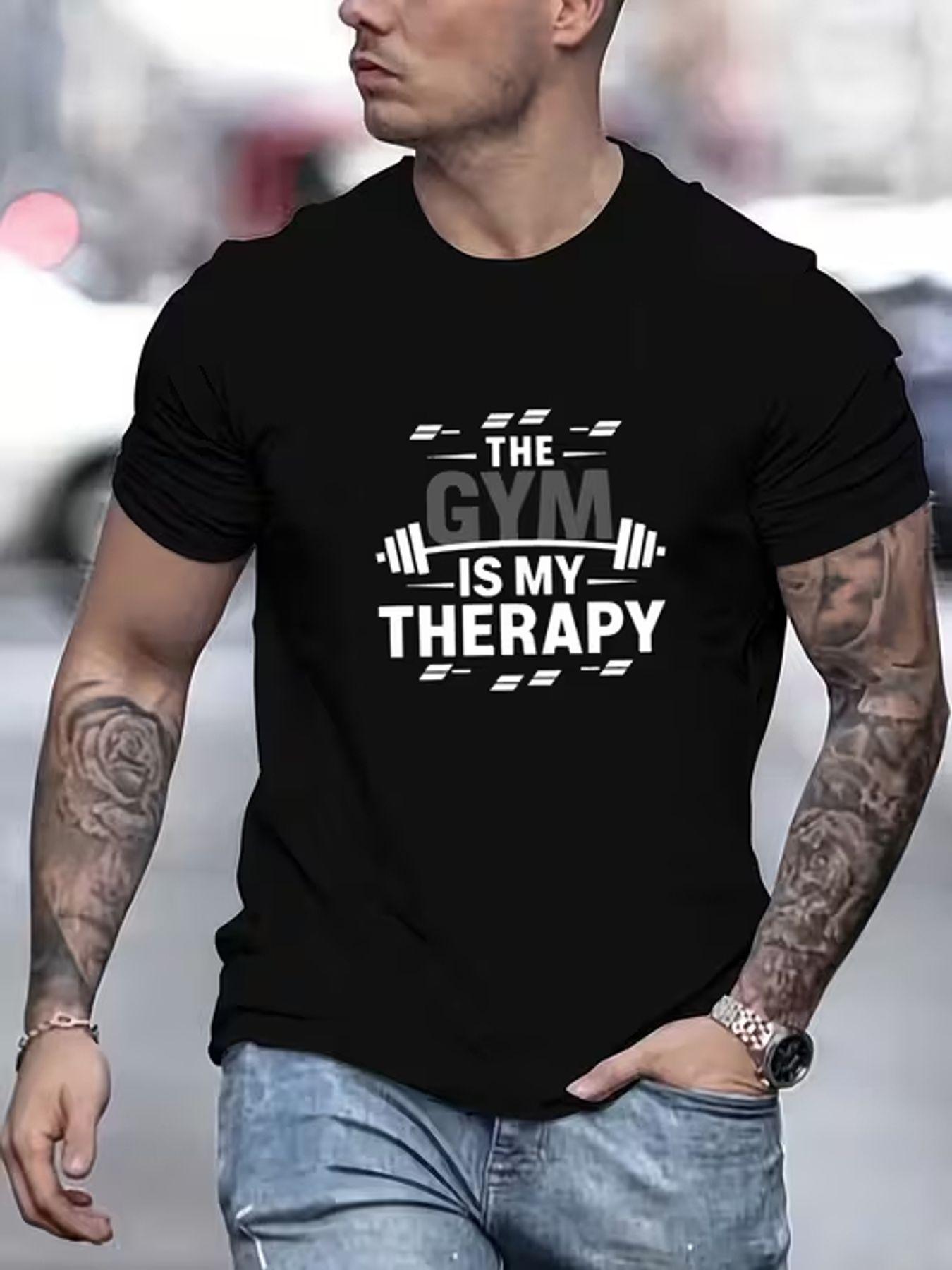 

The Gym Is My Healing Pattern T-shirt - Fashionable Black Men s T-shirt, Ideal Choice for Fitness Enthusiasts - Men s Summe... 5XL різнокольоровий