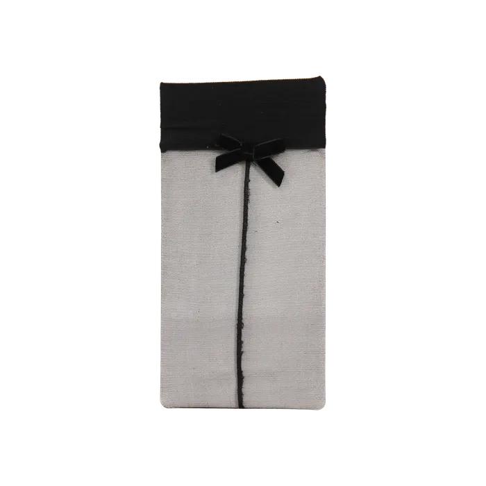 Ribbon line detail half stockings (black)