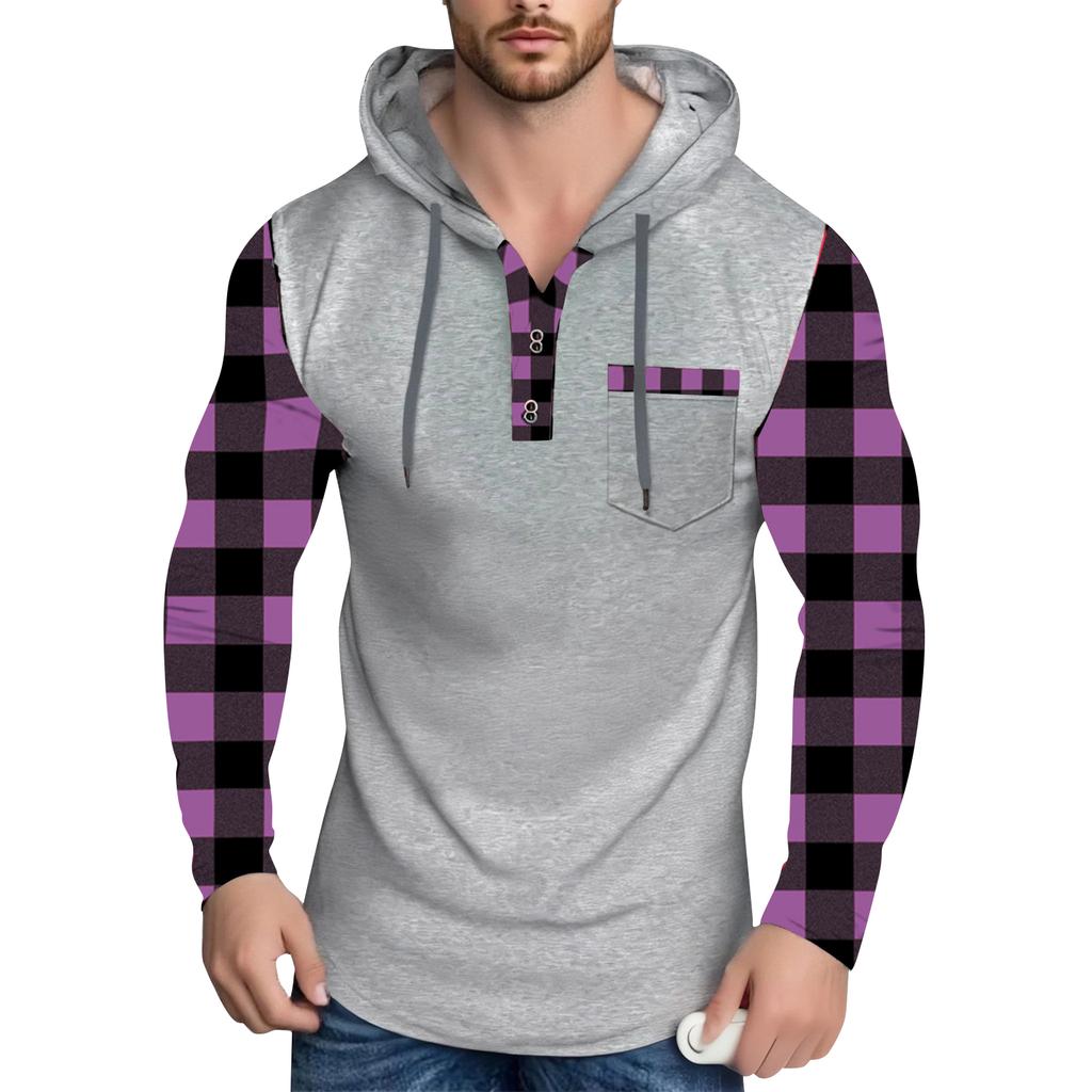 Men's Hooded Sweatshirt, Contrasting Color Sweatshirt, Sports  Casual Jacket