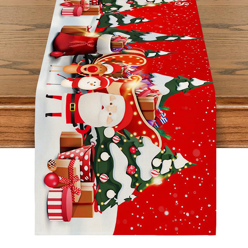 1PC Print Snowman For Home Xmas Table Decor Creative Christmas 33*183cm Table Runner Table Mat