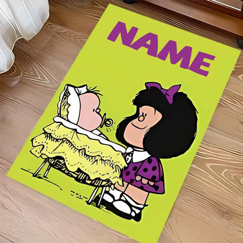 Custom Personalization Mafalda Print Area Rug - Soft, Washable Non-Slip Indoor Mat,Living Room,Home&Office Decorative Rug
