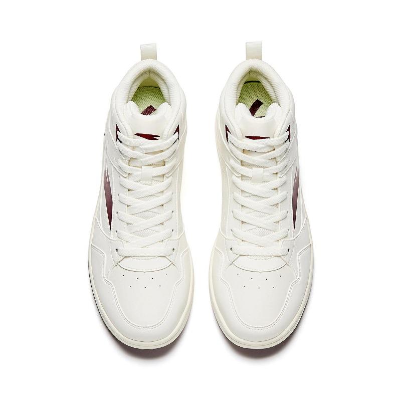 Anta Men Original 2 Retro High Top Heightening Skate Shoes White Red 912548011-2