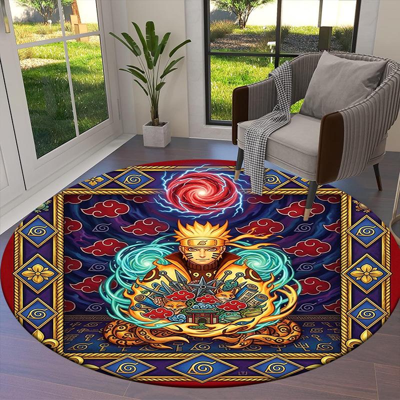 Naruto Power Up Round Area Rug Carpet Rug For Living Room Bedroom Sofa Playroom Decor Nonslip Floor Mat