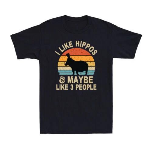 I Like Hippos And Maybe Like 3 People Hippo Hippopotamus Vintage Men s T-Shirt XXXL