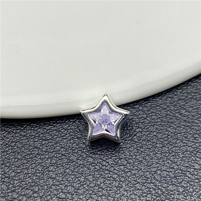 9mm 14k Zircon Pentagram Pendant: 3D Colorful Star with Inlaid Diamonds for DIY Nail Art