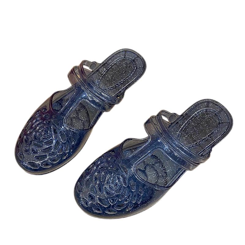 Crystal Sandals for Women's Outdoor Wear Summer New Style Anti Slip Hollow Breathable Half Slippers