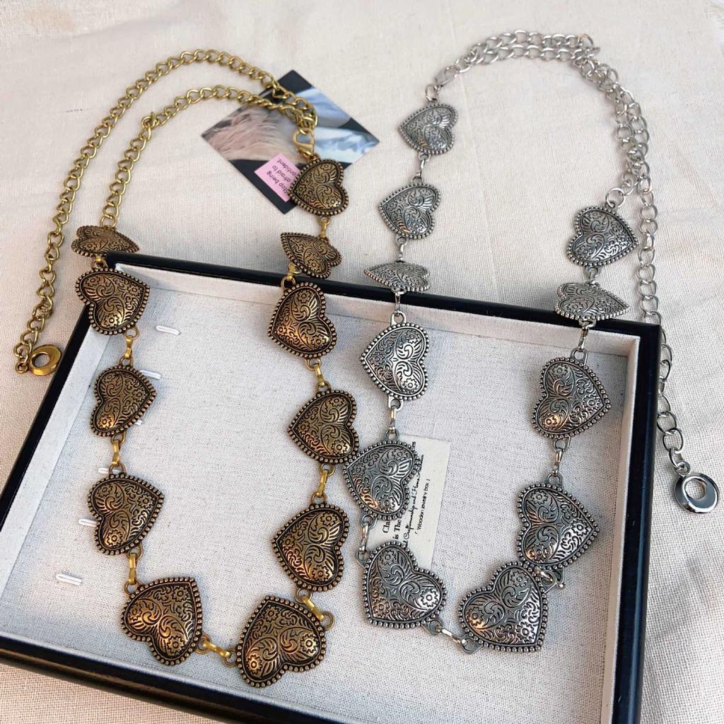 European and American retro Xiaoxiangfeng love waist chain accessories silver metal chain waist chain versatile commuter waist chain