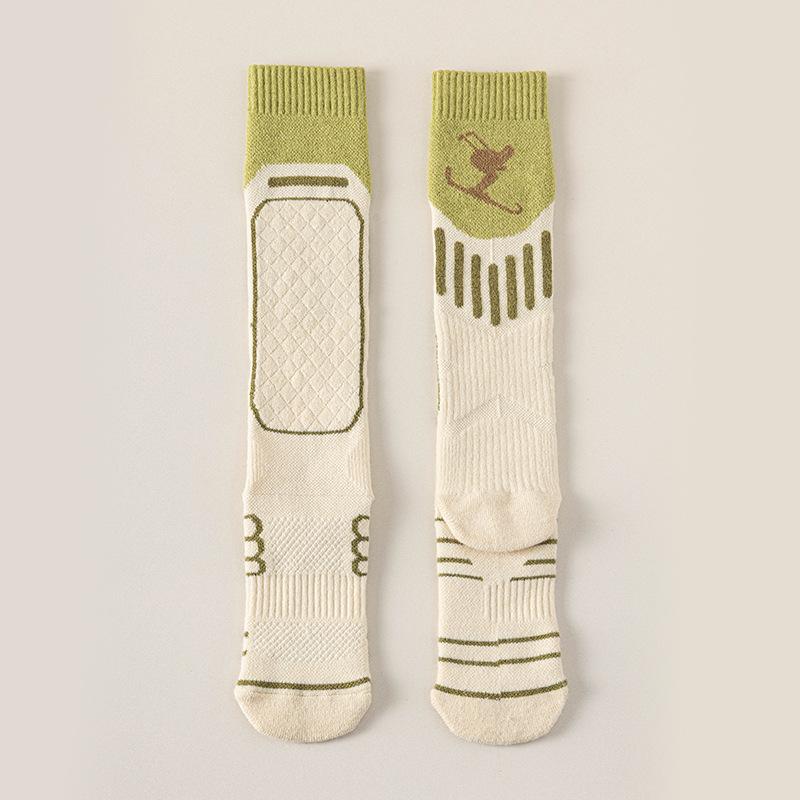 Skiing Calf Socks for Women, Thick and Warm In Winter with Towel Soles, Outdoor Hiking and Mountain Climbing Sports Stockings
