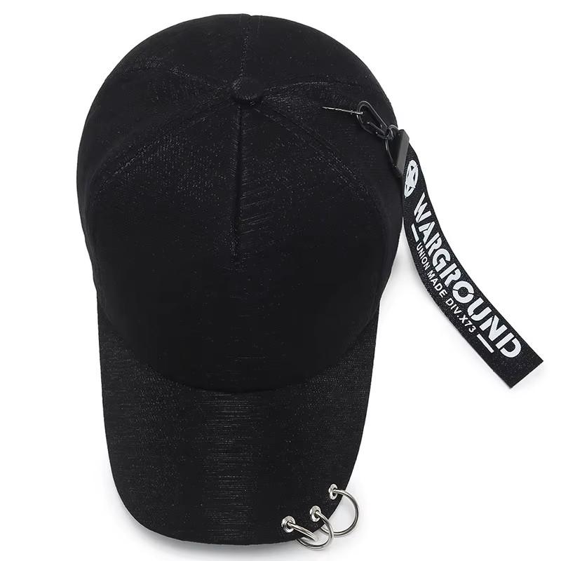 Baseball Cap Hat Iron Ring Spring Summer Autumn Punk Hip Hop Rock Adjustable Unisex Men Women Outdoor Casual Cotton Snapback
