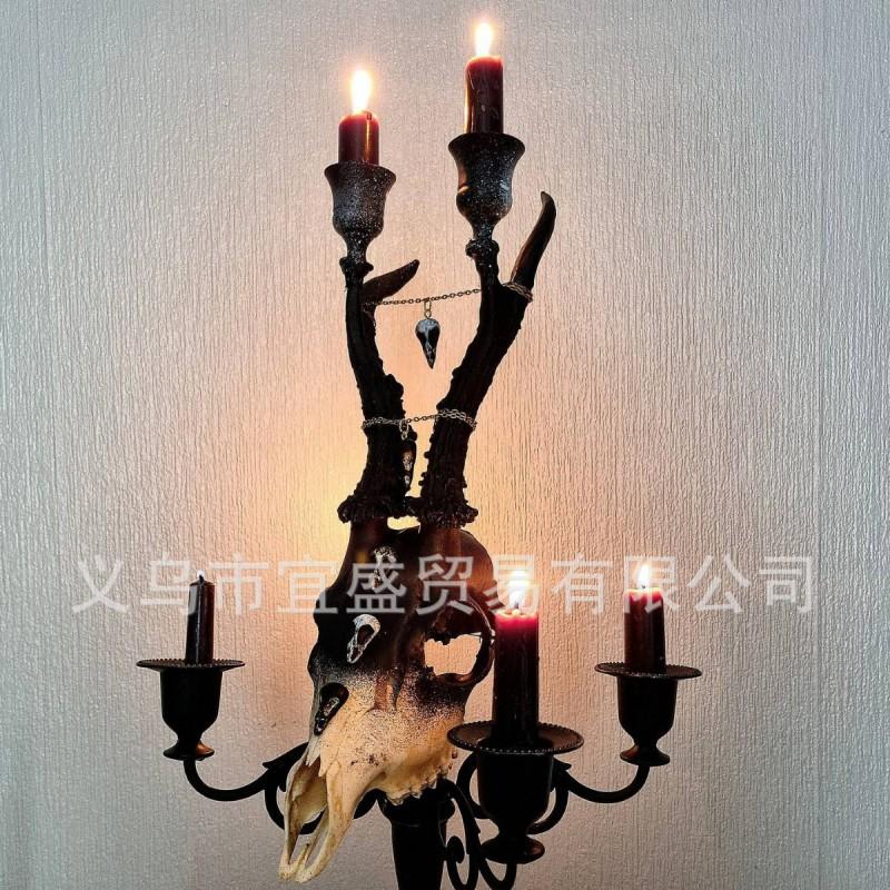 Cow Head Candle Holder Resin Art Decor Home Garden Ornament Creative Figurine