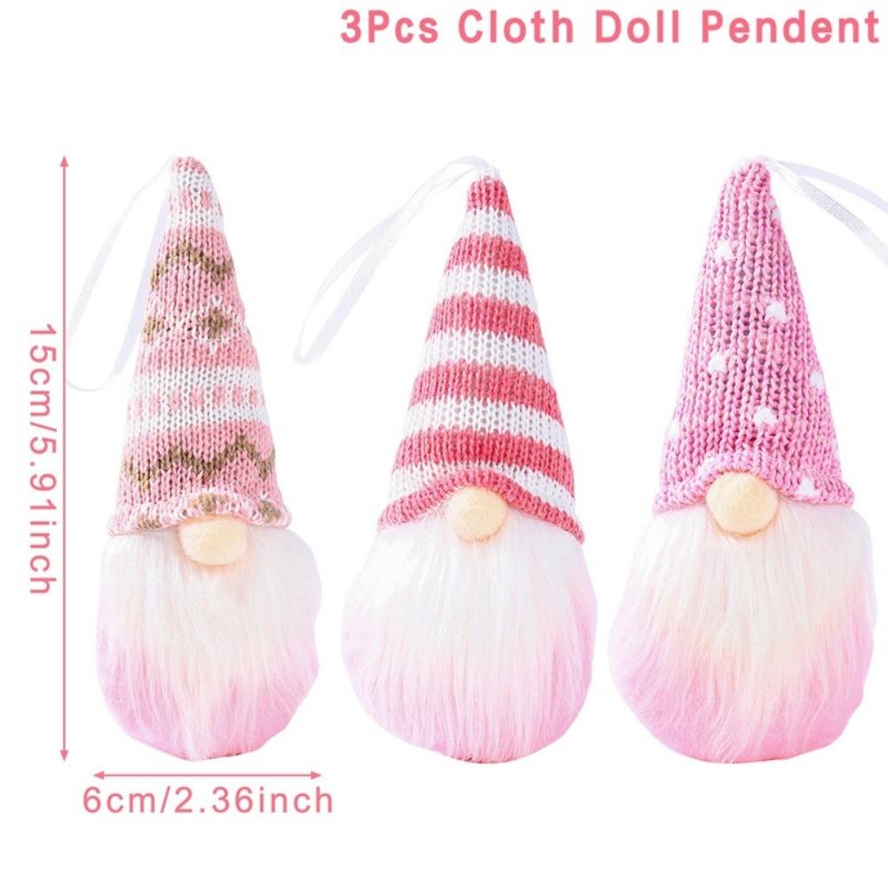 3Pcs Knitted Christmas Doll Pendant Gnome Elf Doll Christmas Tree Decor Cute Santa Plush Doll