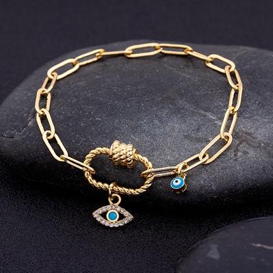 

Nidin Dropshipping Hot Sale Classic Copper Zircon Original Evil Eye Pendant Bracelets Charms DIY Jewelry Fashion Women Gift 17cm