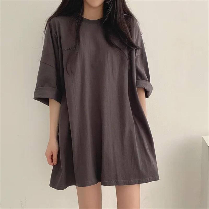 Pure Cotton Mid Length Short Sleeved T Shirt Women's Summer Korean Version Of Loose Large Size Sweet Hot Girl Top