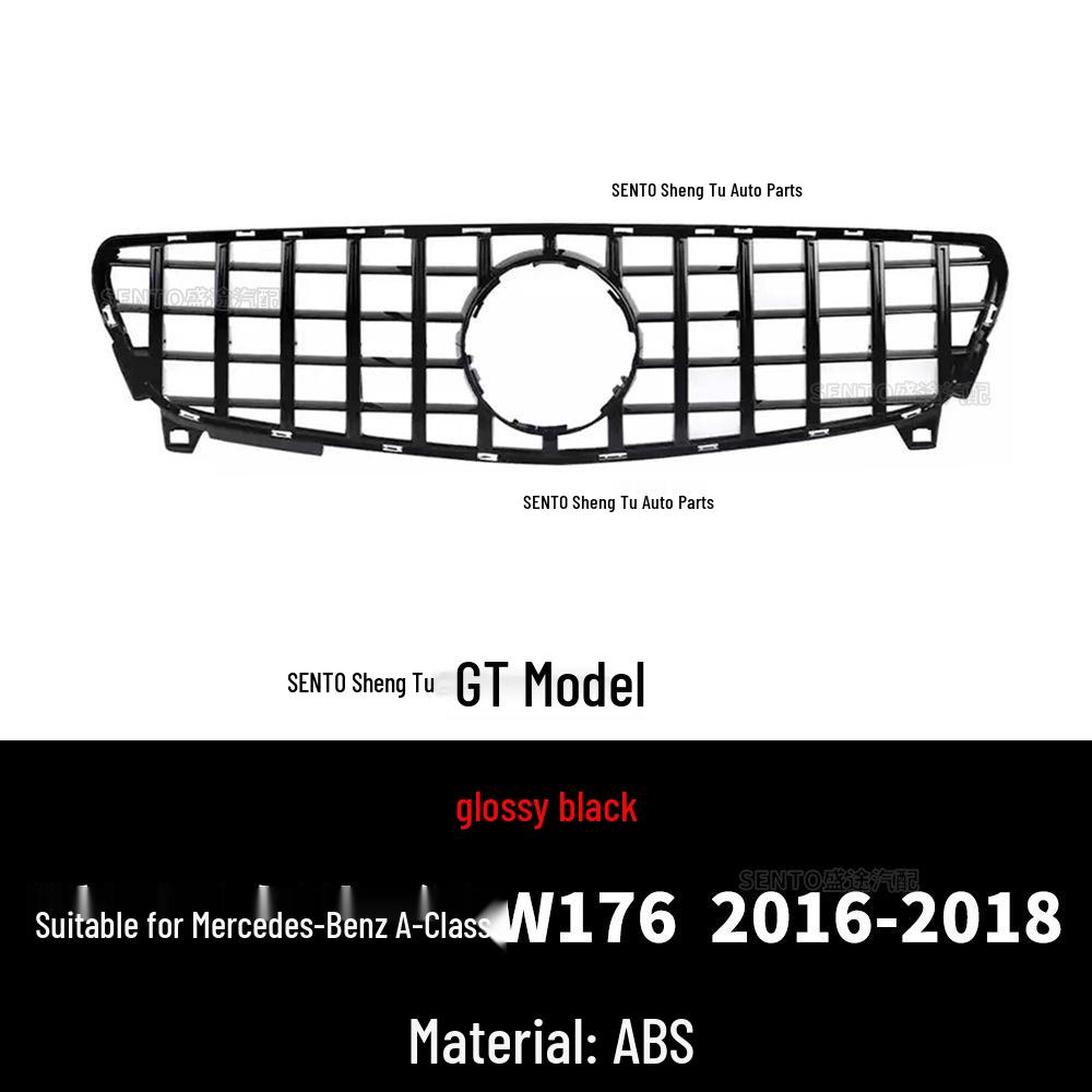 

Совместимая решетка для Mercedes-Benz A-Class W176 2013-18 годов выпуска с вертикальной полосой GT и дизайном звезды для воздухозаборника переднего бампера.