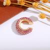 Retro Fashion C-Shaped Bling Ear Clips with Colored Diamonds - Trendy No-Pierce Earrings
